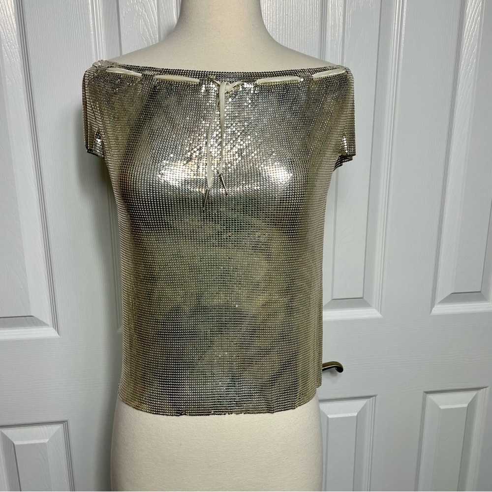 Vintage Paco Rabanne Metallic Silver Chainmail Top - Picture 3 of 17